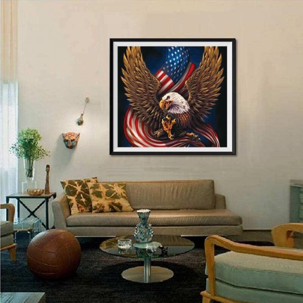 Birds Eagle With Flag Diamond Art Kit