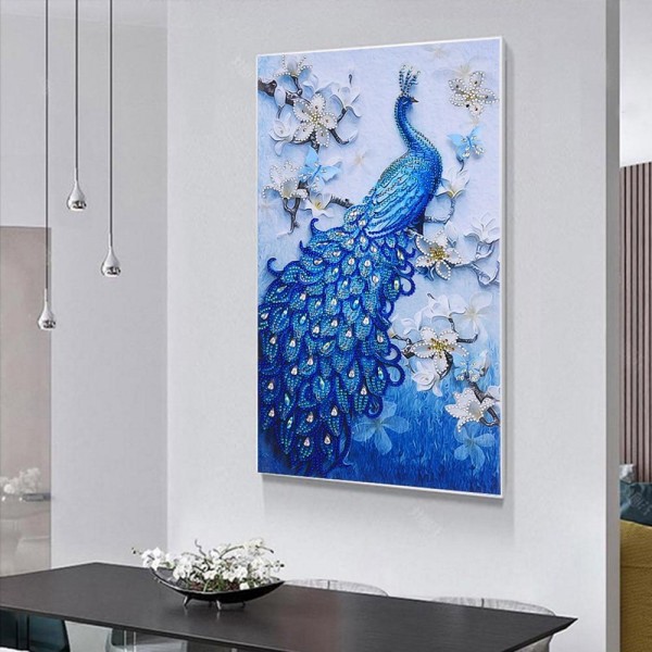 Birds Blue Peacock – Special Shaped Diamond Painting