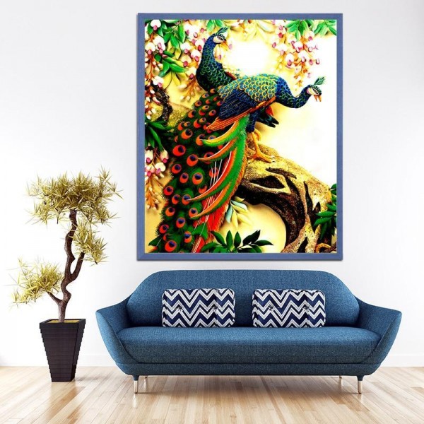 Birds Colorful Beautiful Peacock Diy Diamond Painting Flowers