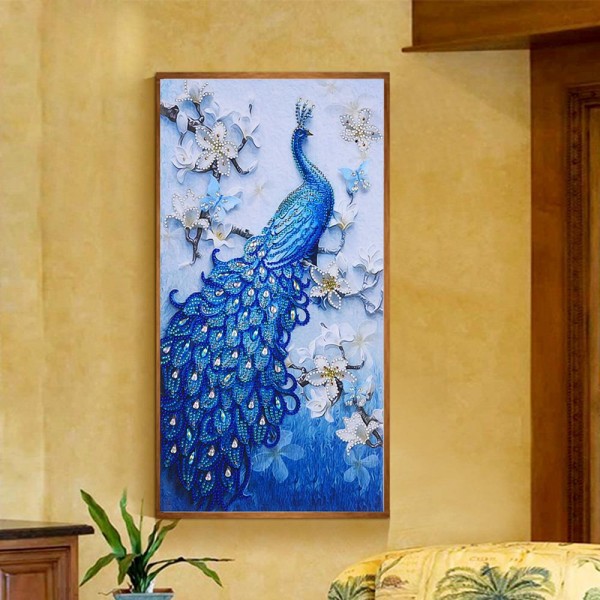 Birds Blue Peacock – Special Shaped Diamond Painting
