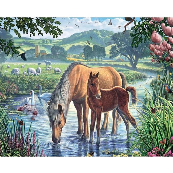 Animal Diamond Painting Mare With The Colt | Diamond Art