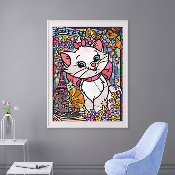 Animal Cute Little White Cat Diamond Art