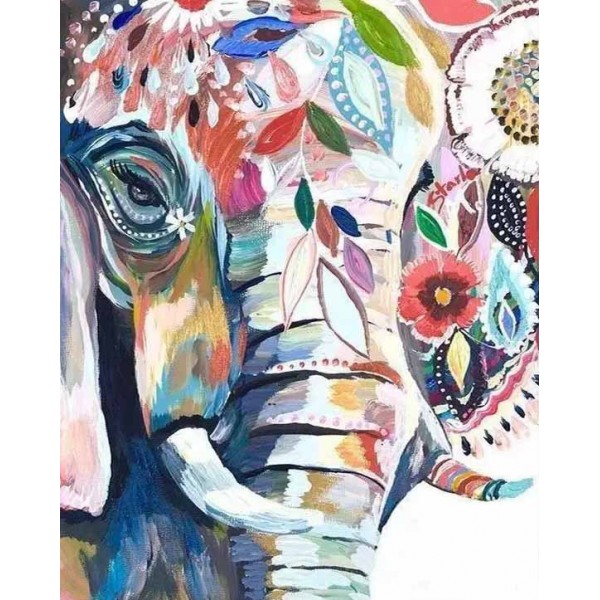 Animal Colorful Plain Elephant Diamond Art