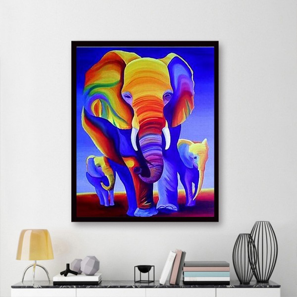 Animal Colorful Purple Elephant Diamond Art