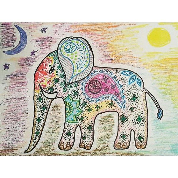 Animal Colorful Elephants In The Eyes Of Children Diamond Art