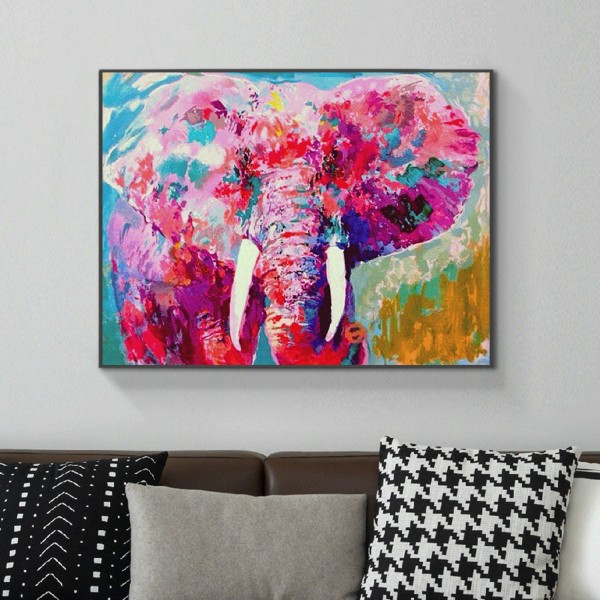 Animal Colorful Pink Elephant Diamond Art