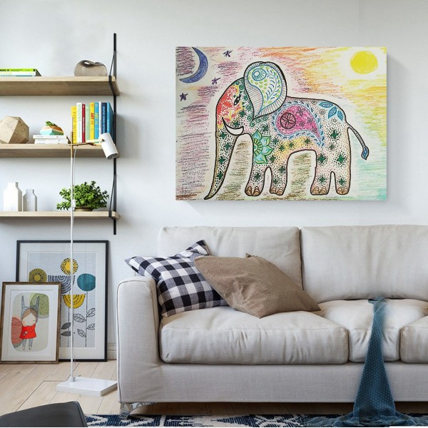 Animal Colorful Elephants In The Eyes Of Children Diamond Art