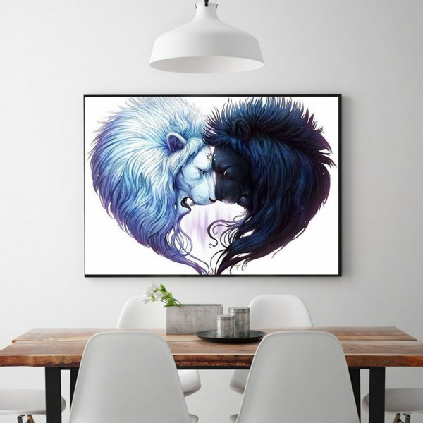 Animal Black And White Lion Diamond Art