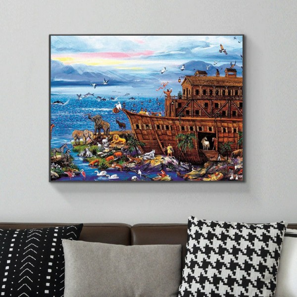 Animal Big Boat Full Of Small Animals Diamond Art