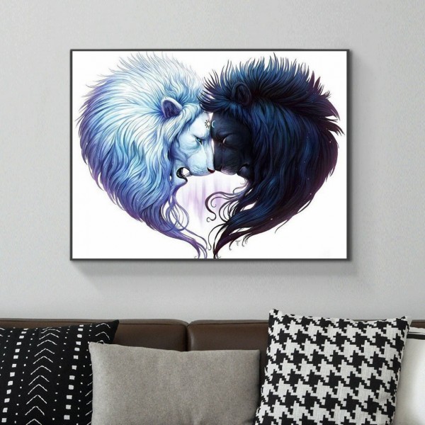 Animal Black And White Lion Diamond Art