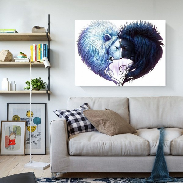 Animal Black And White Lion Diamond Art