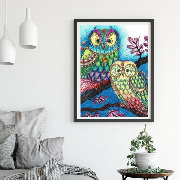 Animal A Pair Of Dumb Owls Diamond Art