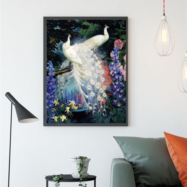 Animal A Pair Of White Peacocks Diamond Art