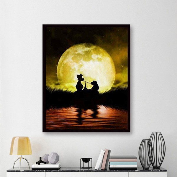Variety A Pair Of Puppies In The Moonlight Diamond Art