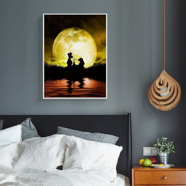 Variety A Pair Of Puppies In The Moonlight Diamond Art