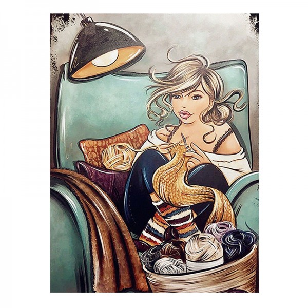 Variety A Hardworking And Beautiful Lady Under The Light Diamond Art