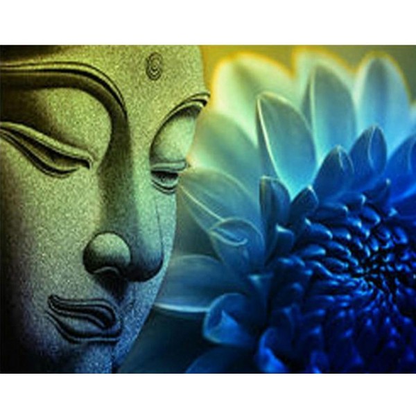 Flowers Gautam Buddha – Paint with Square Diamonds Kit Religious