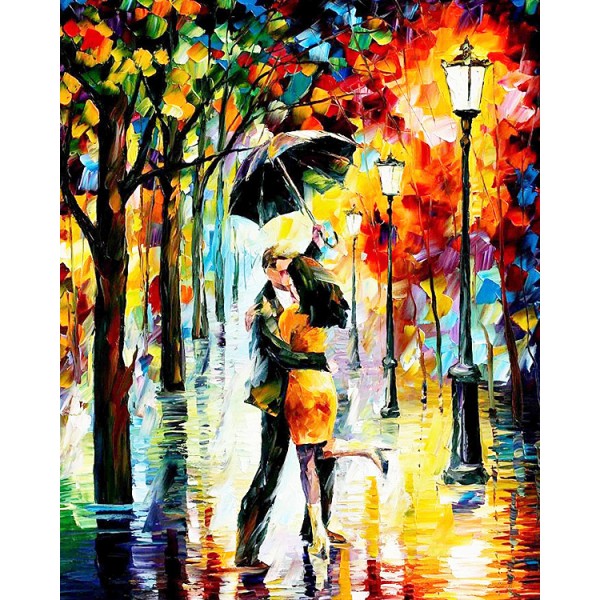 Love&romance Couple In The Rain Diamond Art