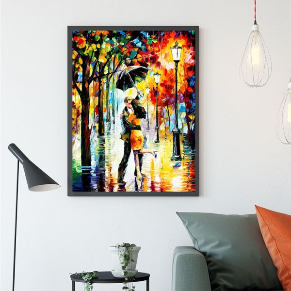 Love&romance Couple In The Rain Diamond Art