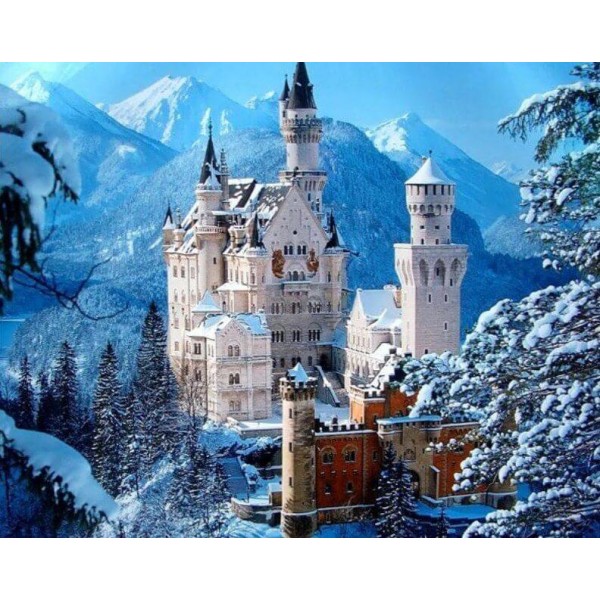 Full Coverage Diamond Painting Kits Germany – Neuschwanstein Castle Under Snow