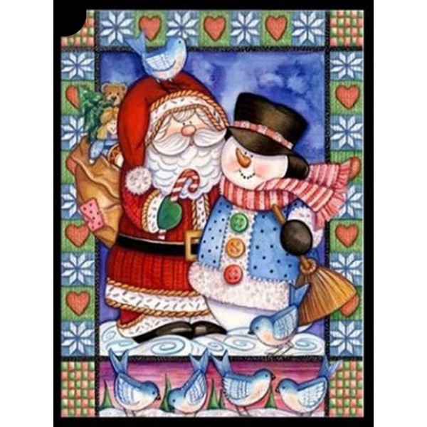 Christmas Stunning Santa Snowman & Sparrows Square Diamonds