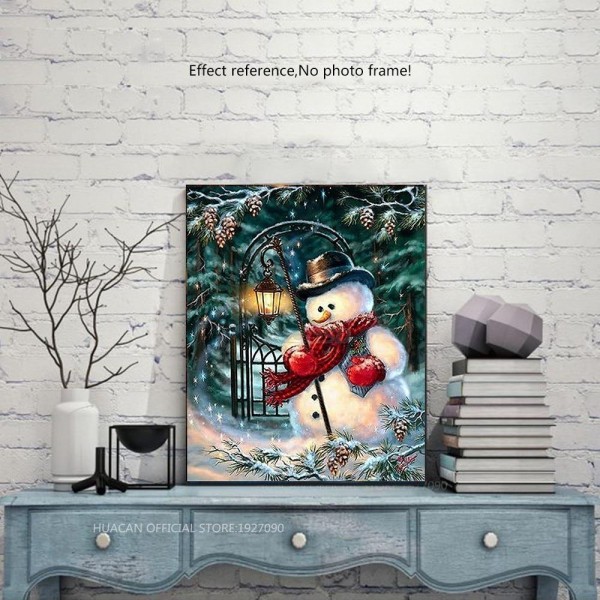 Christmas Square Snowman And A Light Paint With Diamo