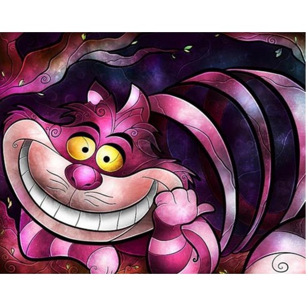 Animals Big Cheshire Cat Cartoon Painting Diamond Kit Square Diamonds