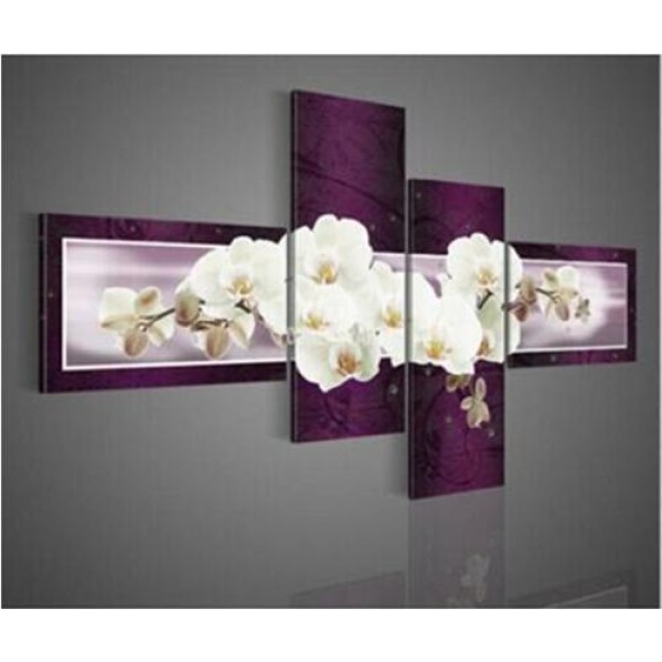 5 Piece 4 Panel Flower Paintings For Your Wall Square Diamonds