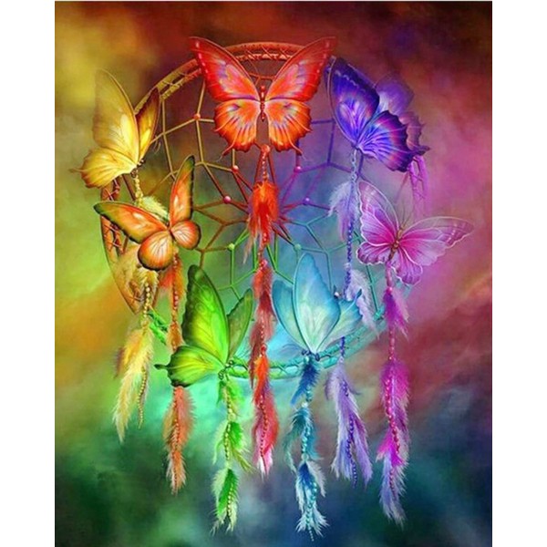 Fantasy Colorful Butterfly Wind Chimes Diamond Art