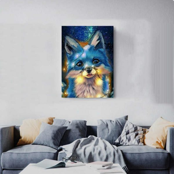 Fantasy Blue Fox Under The Stars Diamond Art