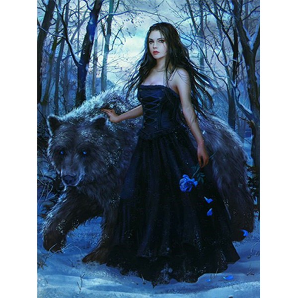 Fantasy Beauty And The Beast In The Snow Diamond Art