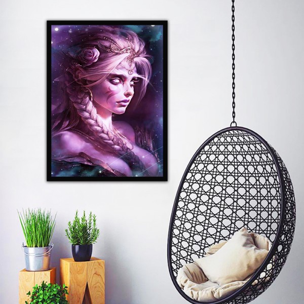 Fantasy Beautiful Dark Elf Diamond Art