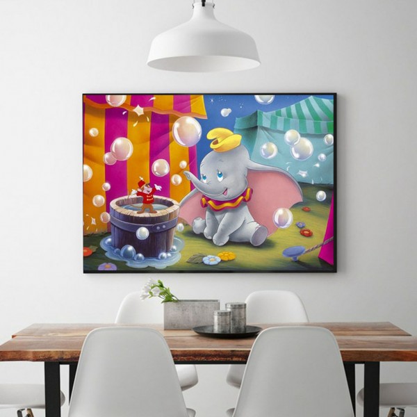 Anime An Elephant And A Little Mouse Blowing Bubbles Diamond Art