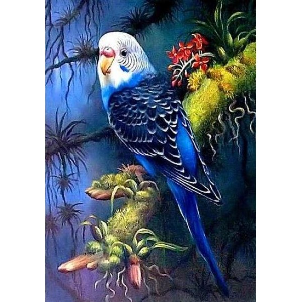 Best Flowers Adorable Blue Australian Parrot Round Diamonds