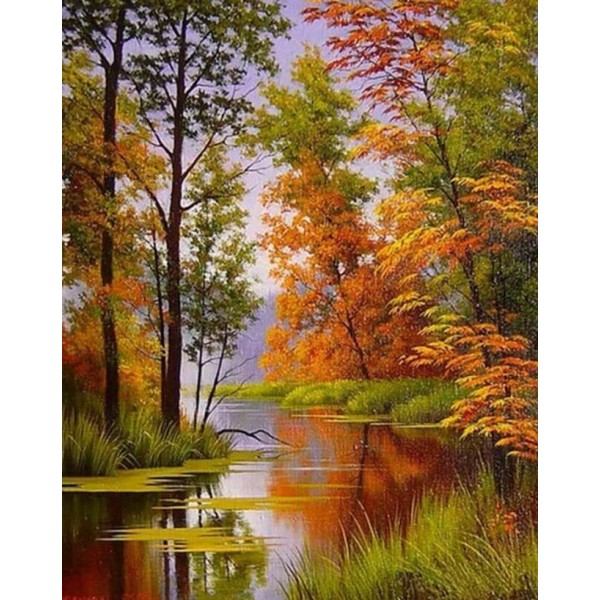Autumn Landscape Lake Forest DIY Painting Kit
