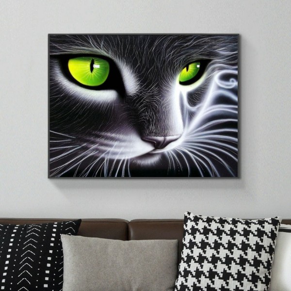 Animal A Black Cat With Yellow Eyes Diamond Art