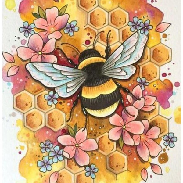 Animal  Diamond Painting Flowers & Bee – Diamond Painting